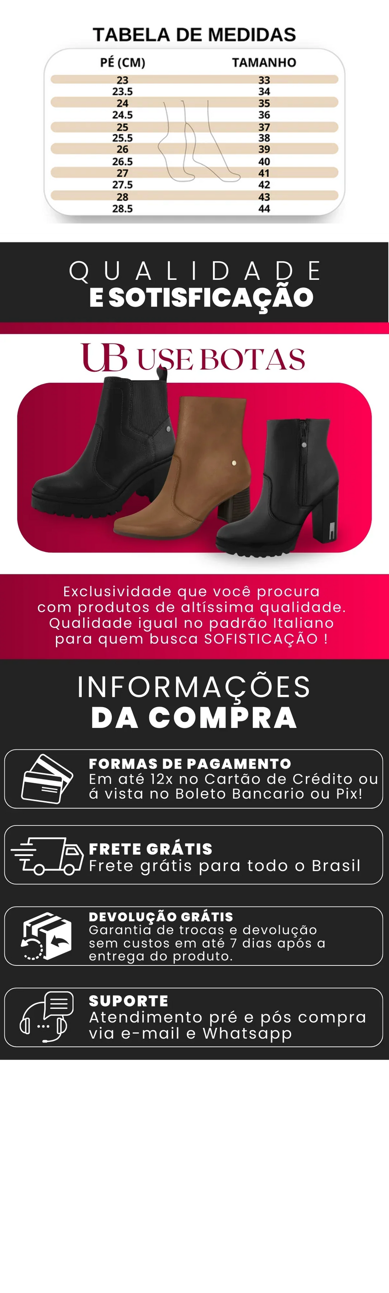 Bota de Couro Cano Alto Fashion Ladies