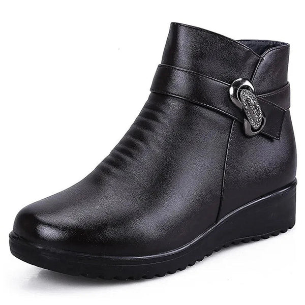 Bota Feminina de Couro Impermeável Inverno