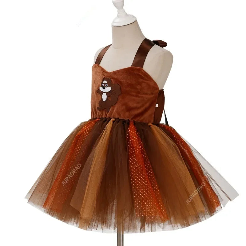 Fantasia Infantil Menina Princesa Esquilo Mundo Animal Kids