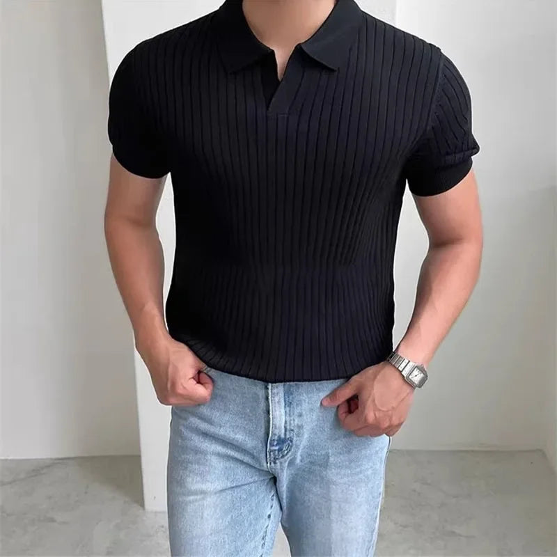 Camisa Masculina Básica Rami Algodão Coreano