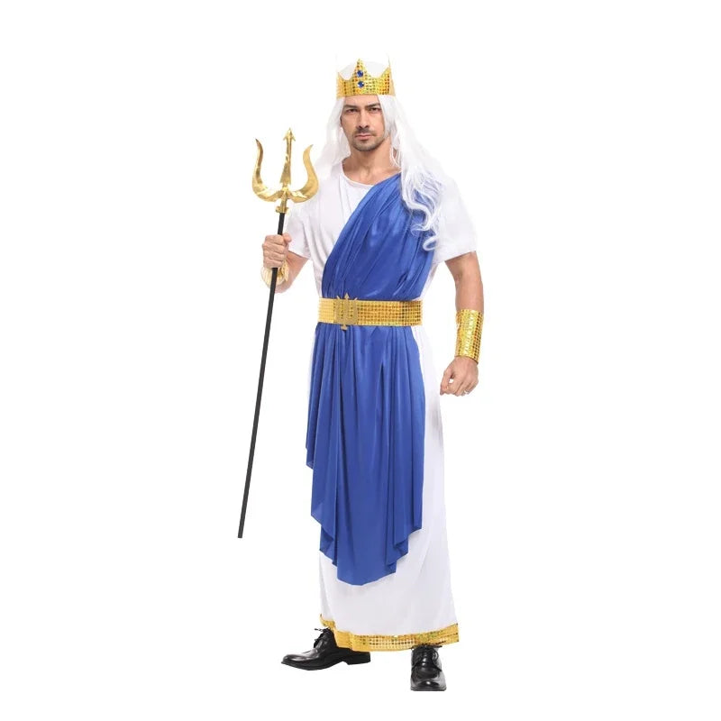 Fantasia Masculina Cosplay Poseidon O Deus do Mar