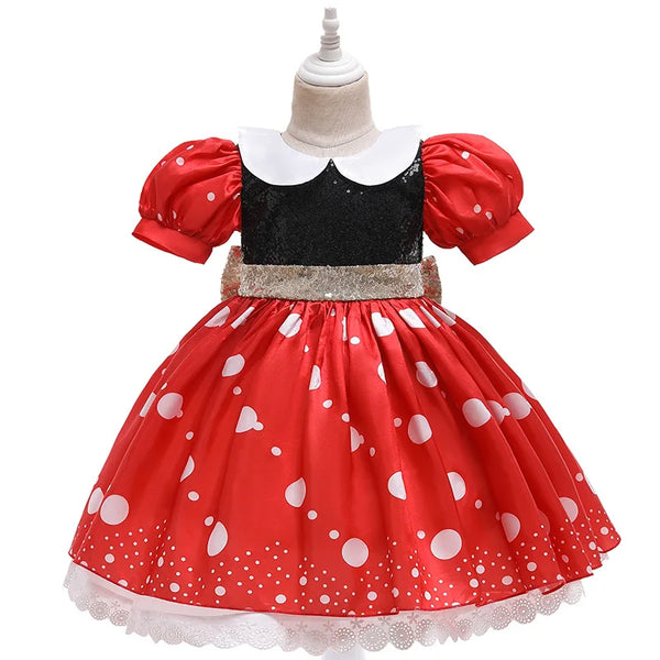 Fantasia Infantil Minnie Mundo Disney  Vestido Manga Puff