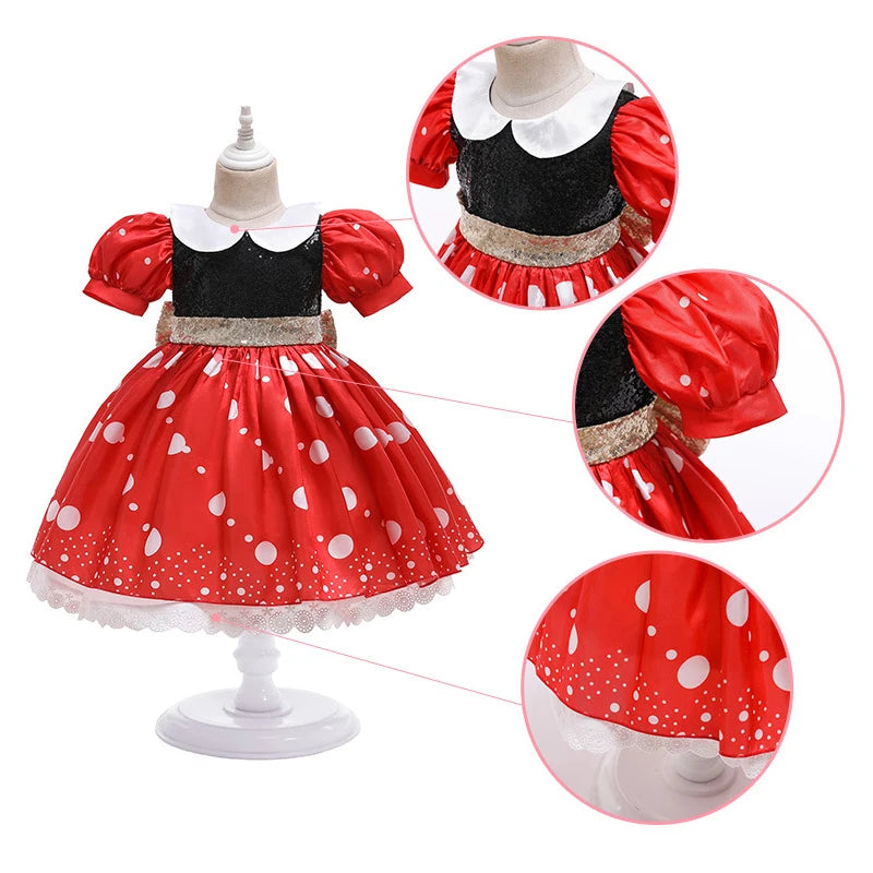 Fantasia Infantil Minnie Mundo Disney  Vestido Manga Puff