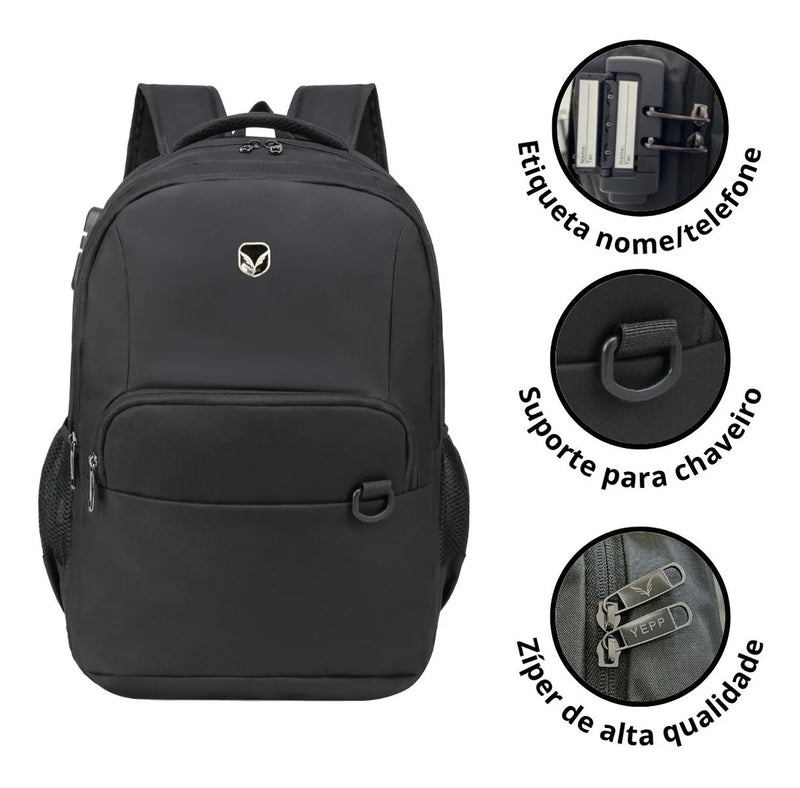 Mochila Masculina Executiva Clássica Pec Antifurto