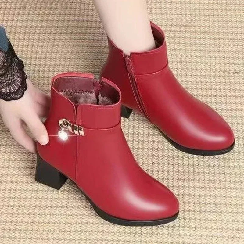 Bota de Couro Feminina Inverno Plus