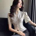 Camisa feminina Elegante De Cetim Estilo Chinês Com Cintura Fina Moda Casual De Luxo