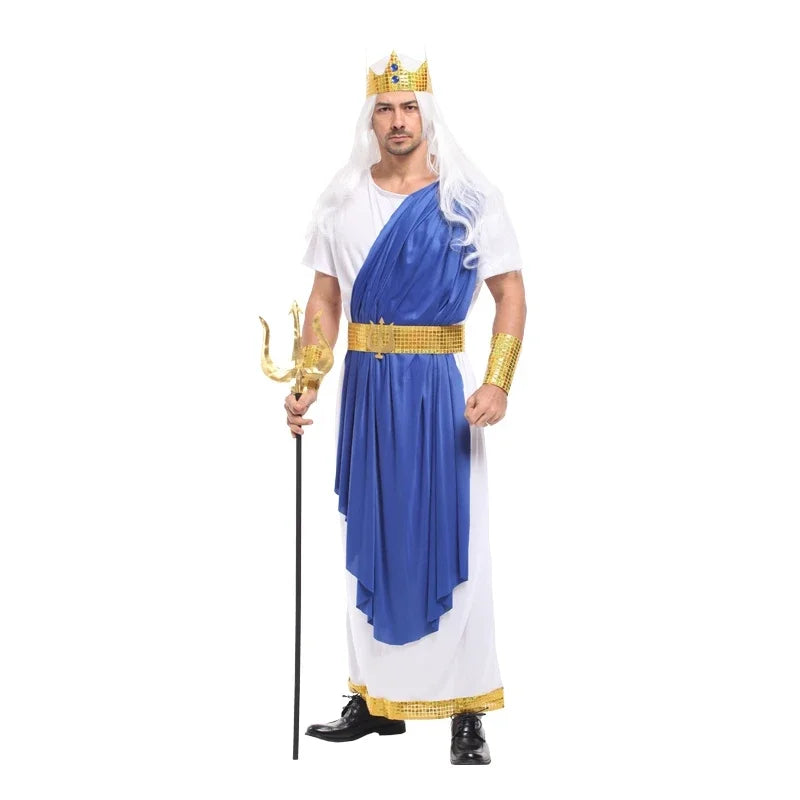 Fantasia Masculina Cosplay Poseidon O Deus do Mar