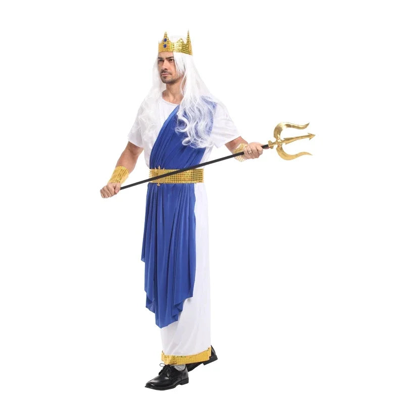 Fantasia Masculina Cosplay Poseidon O Deus do Mar