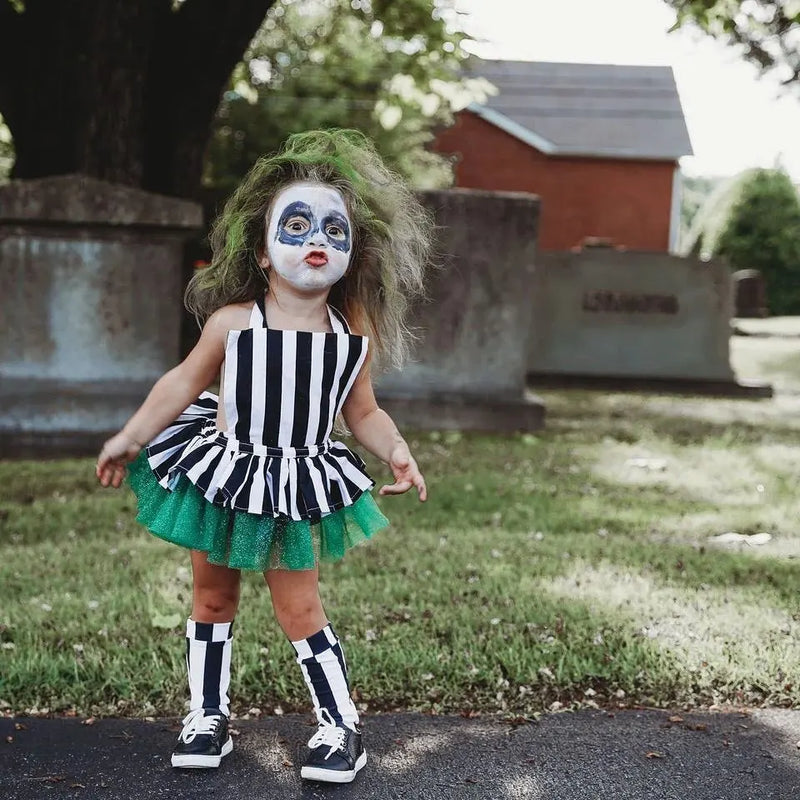 Fantasia Infantil Casal Palhaço Listrado Halloween