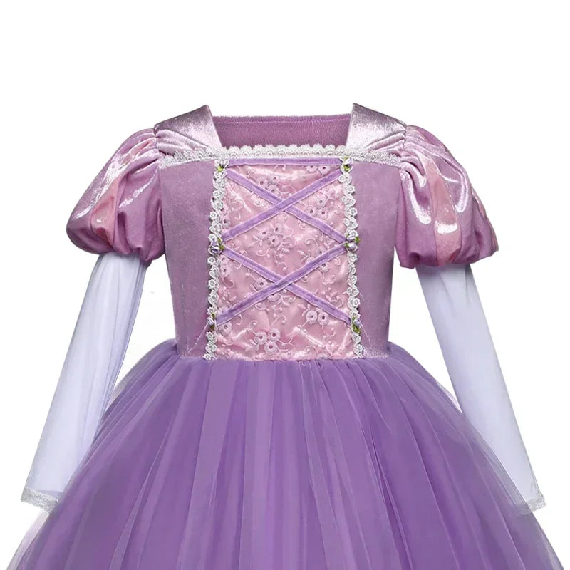 Fantasia Infantil Rapunzel Vestido de Princesa - Promoção de Carnaval 2025