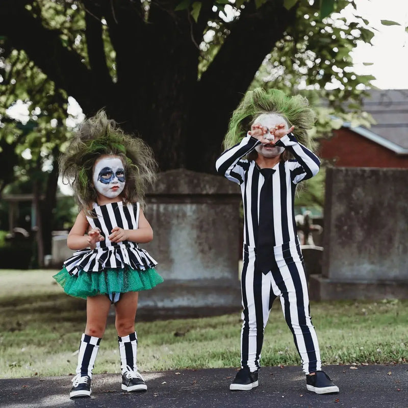 Fantasia Infantil Casal Palhaço Listrado Halloween