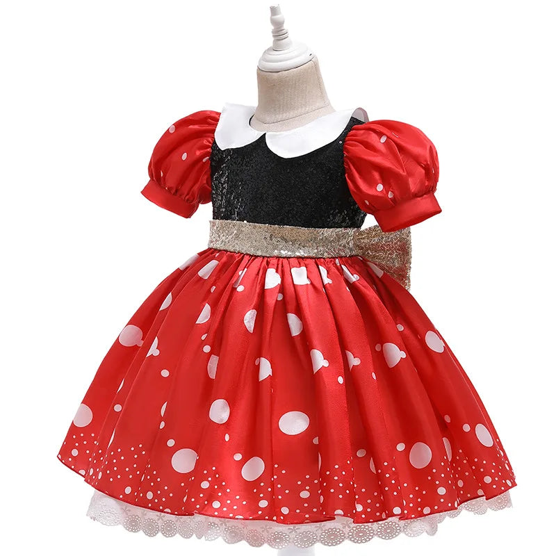 Fantasia Infantil Minnie Mundo Disney  Vestido Manga Puff