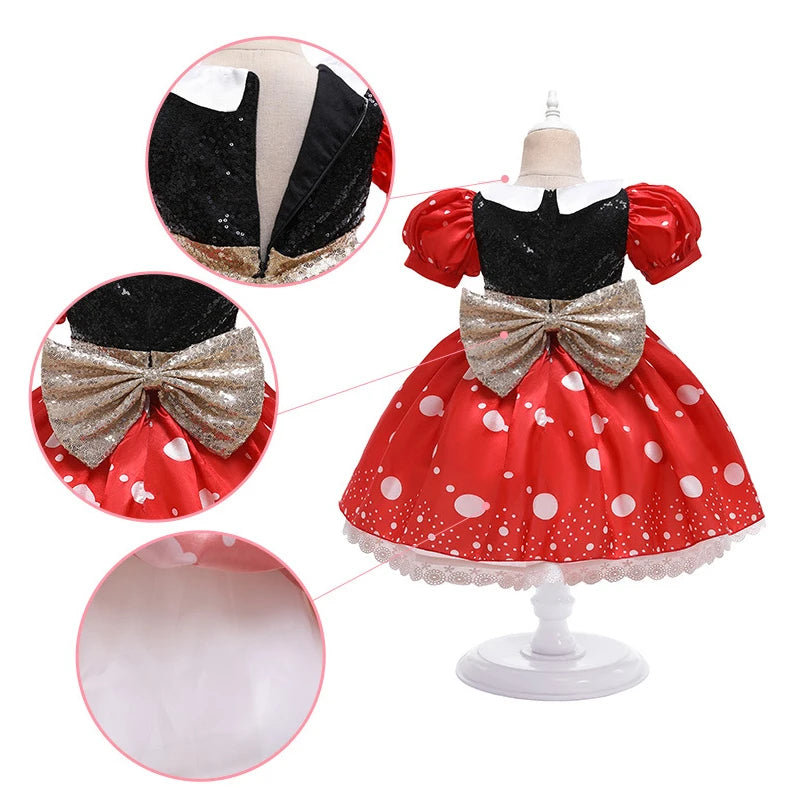 Fantasia Infantil Minnie Mundo Disney  Vestido Manga Puff