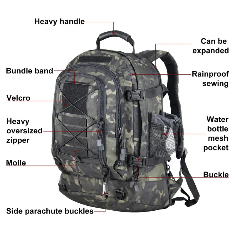 Mochila Tática Arca 60L Camufladas - Impermeável