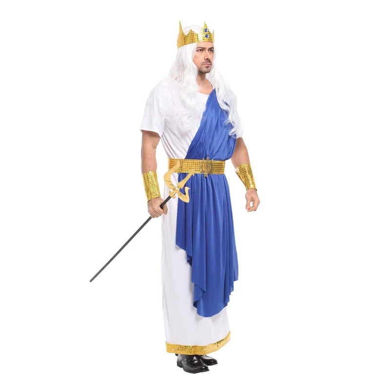 Fantasia Masculina Cosplay Poseidon O Deus do Mar