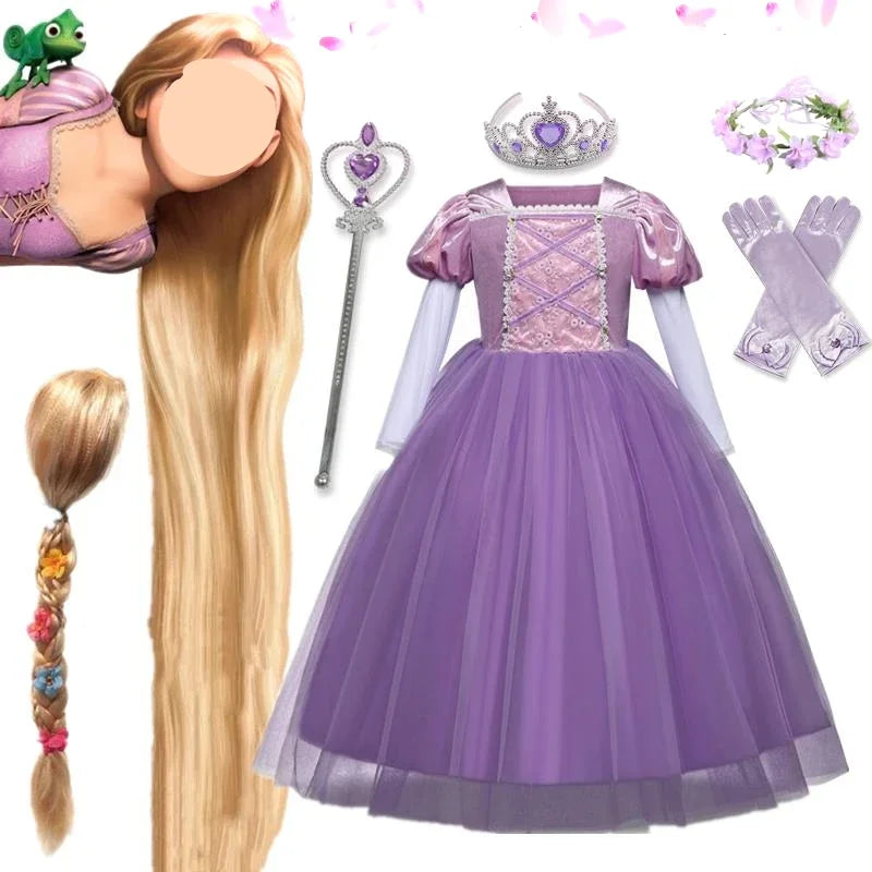 Fantasia Infantil Rapunzel Vestido de Princesa - Promoção de Carnaval 2025