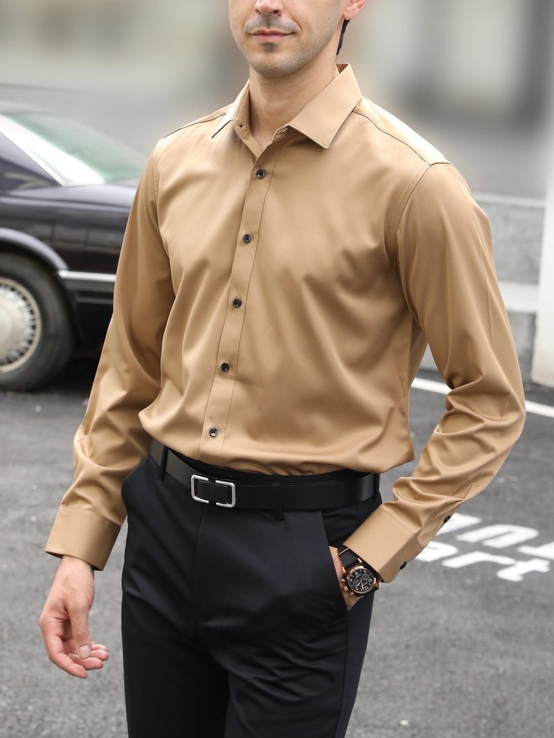 Camisa Social Masculina Com Design Elegante De Cor Sólida Camisa De Botões Moda Casual