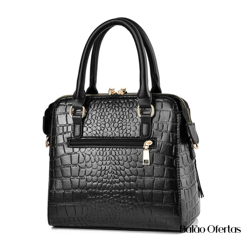 Bolsa de Couro Legetímo em Relevo Crocodilo - Elegance