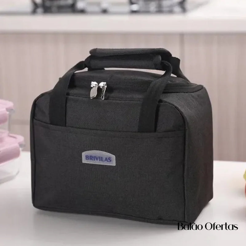 Bolsa Térmica Impermeável Bony Fit Média Para Refeições Preto