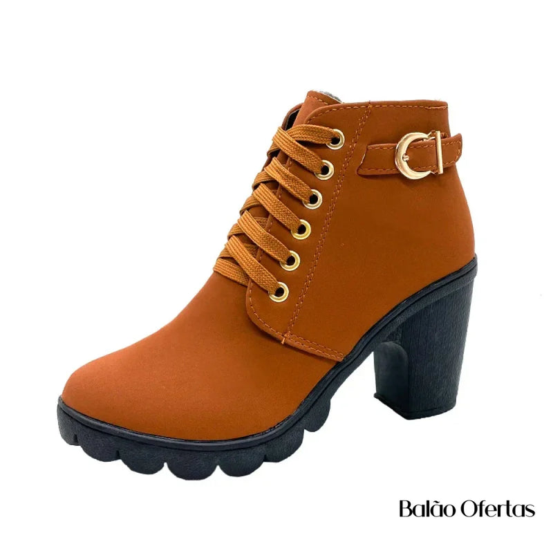 Bota Feminina Cano Curto Joana Amarelo / 33 Alto Para Inverno Winterboss