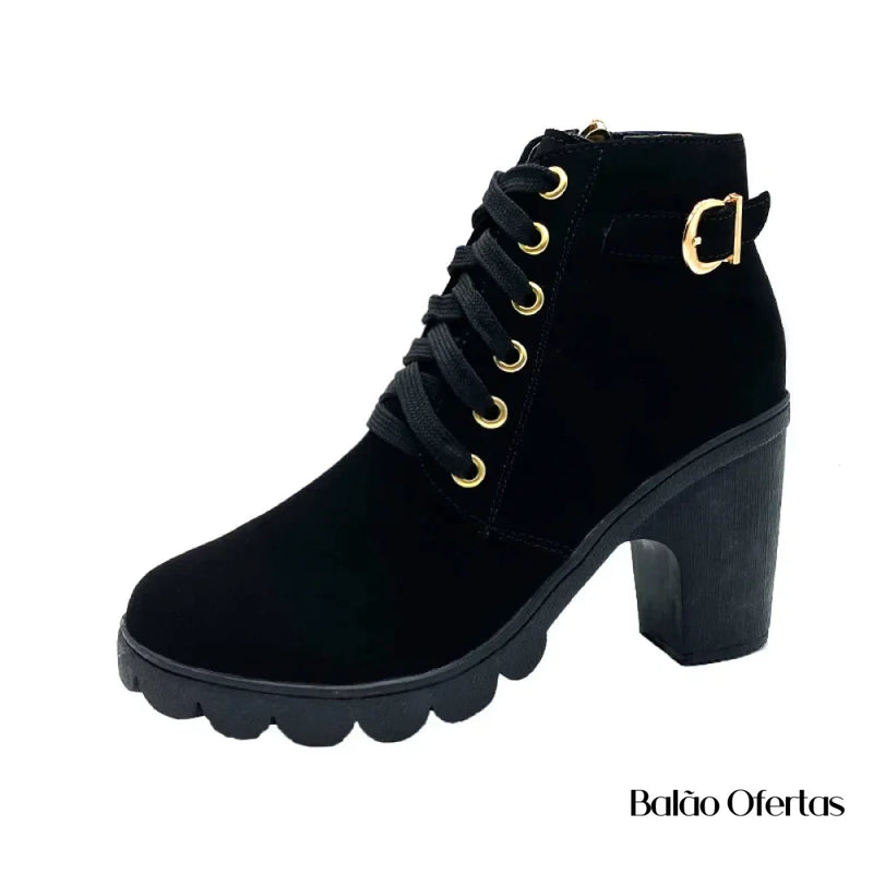 Bota Feminina Cano Curto Joana Preto / 33 Alto Para Inverno Winterboss