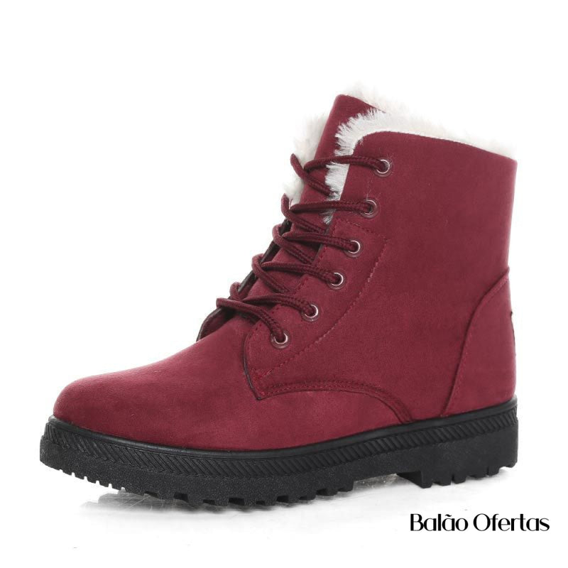 Bota Feminina Para Outono E Inverno Quentinha Ana Ju Vermelho / 33