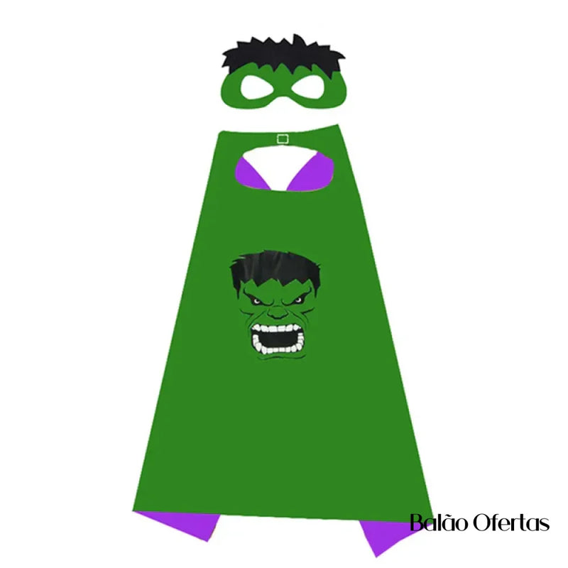 Capas + Mascaras Super Heróis Hulk / 70Cm