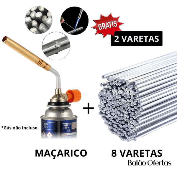 Conjunto Completo De Solda Profissional - Premium Maçarico + 8 Varetas 2 Brinde Ferramentas 87