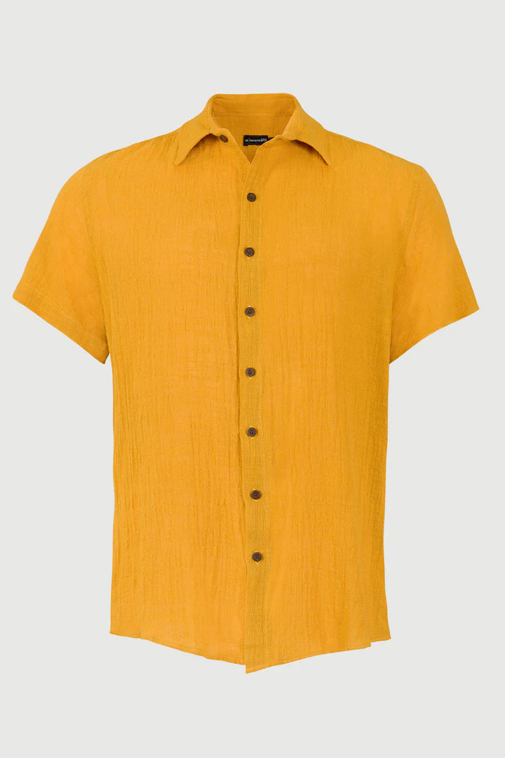 Camisa Masculina Mar com Linho de Algodão