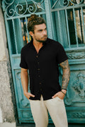 Camisa Masculina Mar com Linho de Algodão