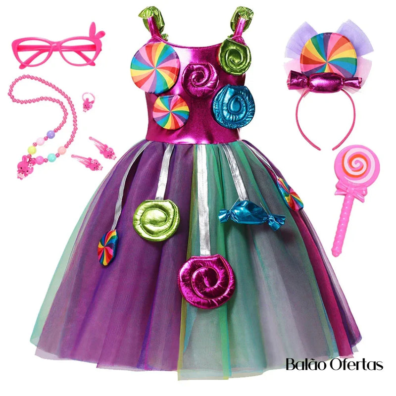 Fantasia Infantil Candy Crush Traje + Acessórios / 100 - 110 Cm