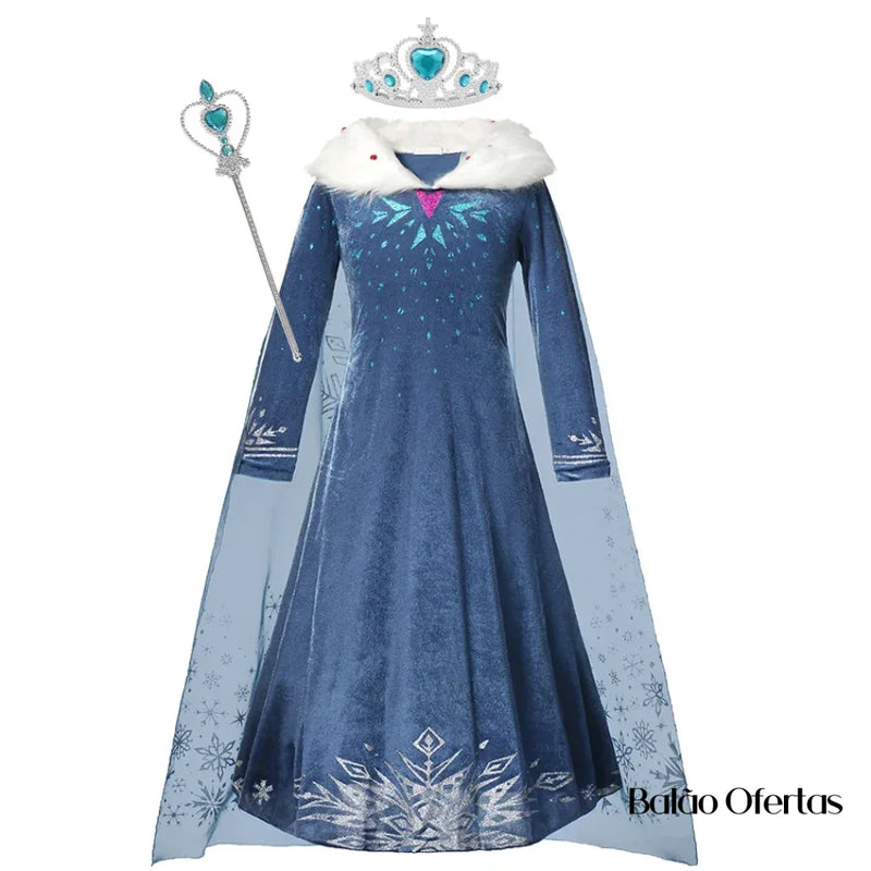 Fantasia Infantil Elsa (Frozen) + Acessórios Traje Kit 01 / 90 - 100 Cm