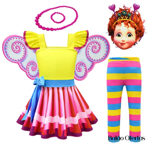 Fantasia Infantil Fancy Nancy Traje + Calça Mascara / 100 - 110 Cm