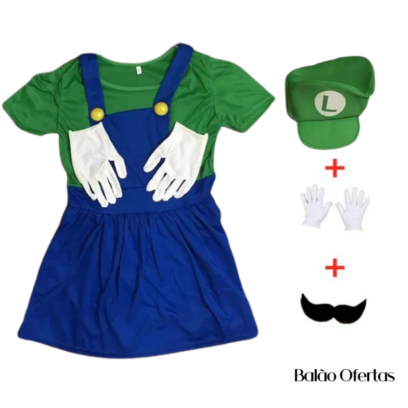 Fantasia Infantil Mario & Luigi - Feminino / 100 115 Cm