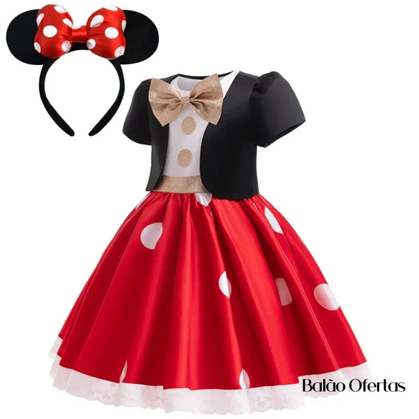 Fantasia Infantil Minnie Traje + Tiara / 100- 110 Cm