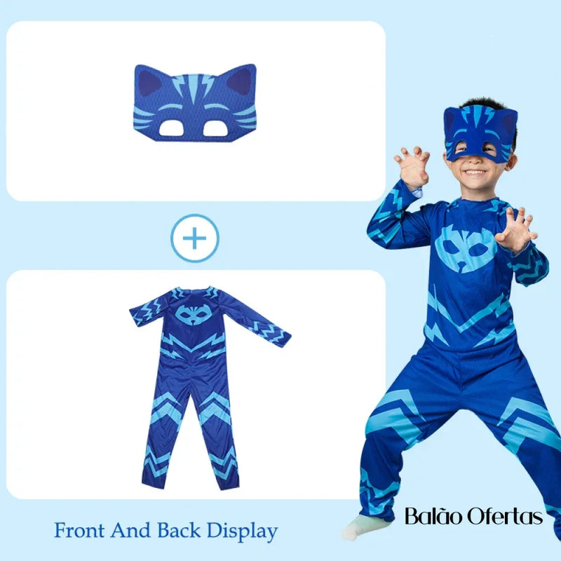 Fantasia Infantil PJ Masks Todos os Personagens 