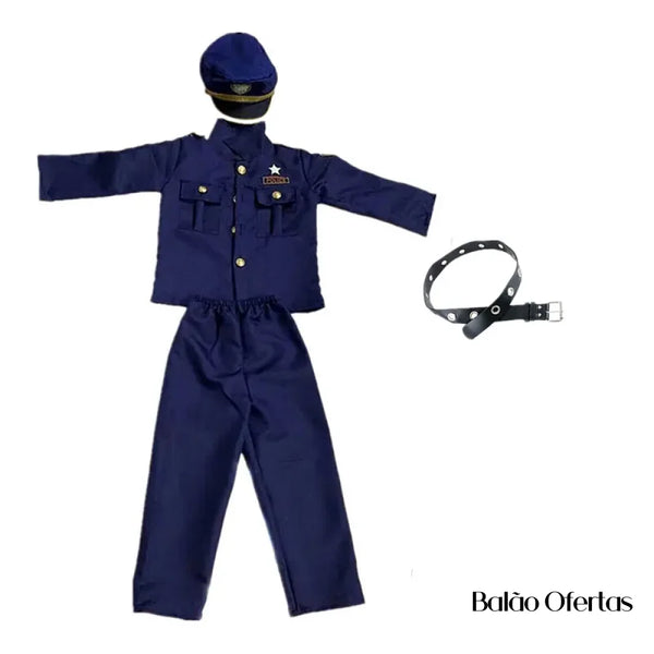 Fantasia Infantil Policial + Acessórios Traje / 100 - 110 Cm