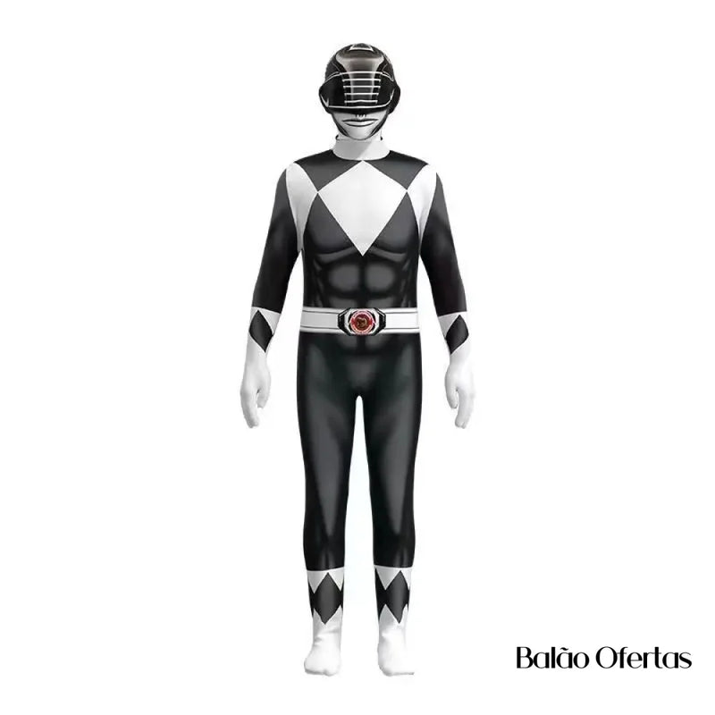 Fantasia Infantil Power Rangers Preto / 100 - 110 Cm