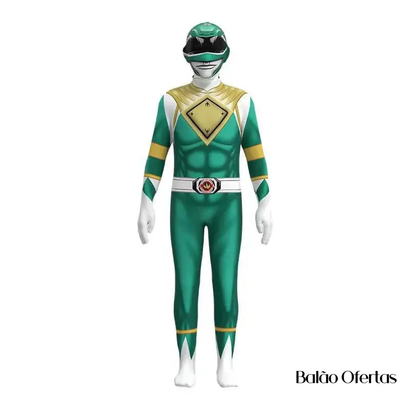 Fantasia Infantil Power Rangers Verde / 100 - 110 Cm