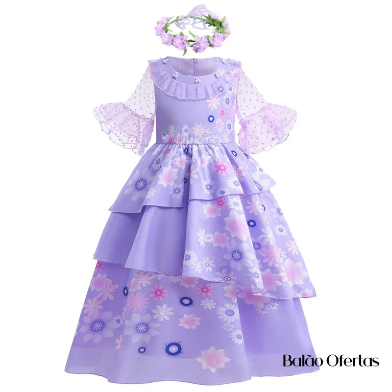 Fantasia Infantil Princesa Isabella Madrigal Traje + Kit 01 / 90 - 100 Cm