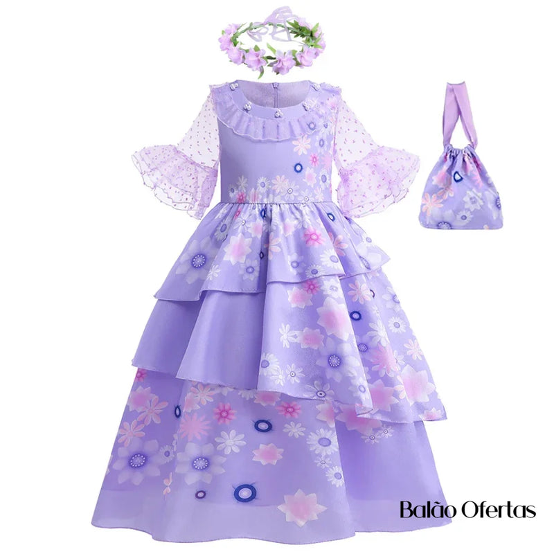 Fantasia Infantil Princesa Isabella Madrigal Traje + Kit 02 / 90 - 100 Cm