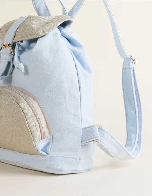 Mochila Universitária Jeans com Metalizado - Balão Ofertas