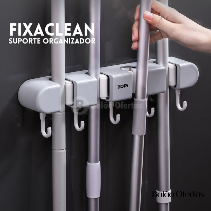 FixaClean - Suporte Organizador para Vassouras e Acessórios de Limpeza