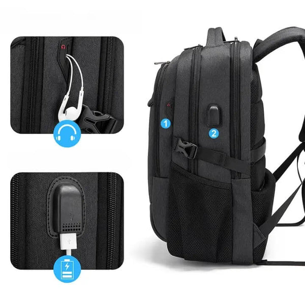 Mochila Executiva Luxo e Conforto LC01 - Notebook 17'', Impermeável e Porta USB - Balão Ofertas