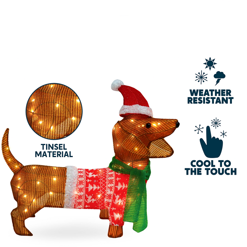 Decoração de Natal Cachorro Salsicha de Tinsel - Balão Ofertas