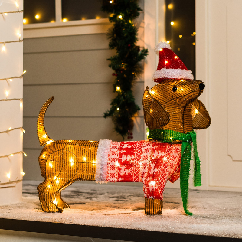 Decoração de Natal Cachorro Salsicha de Tinsel - Balão Ofertas