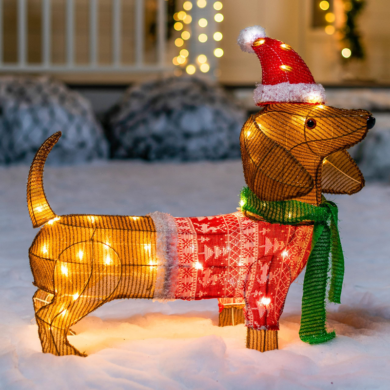 Decoração de Natal Cachorro Salsicha de Tinsel - Balão Ofertas