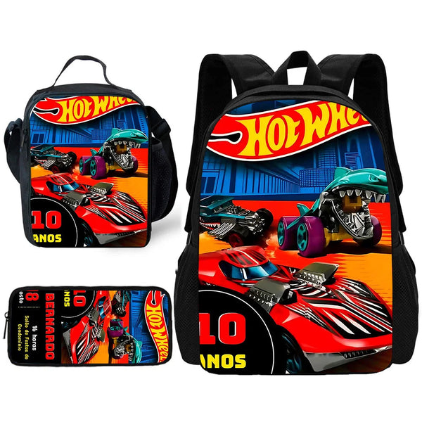 Kit De Mochila Escolar Masculina Carrinho De Corrida Hotwheels - Volta as Aulas Balão Ofertas