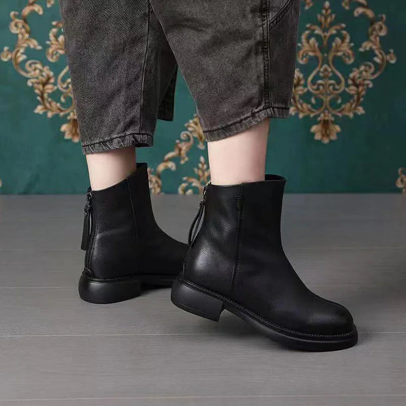 Bota de Couro Vintage Casual Classy