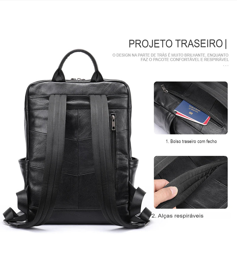 Mochila Business de Couro Genuíno Goods - Empresarial